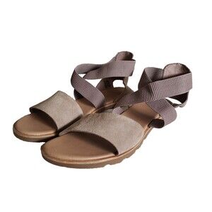 Sorel Ella Sandals Athleisure Elastic Straps Casual Comfort Taupe Size 12
